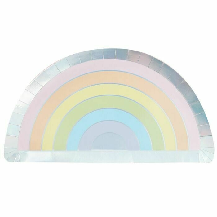 ASSIETTE ARC EN CIEL PASTEL ET IRISE 28x16CM (x8)