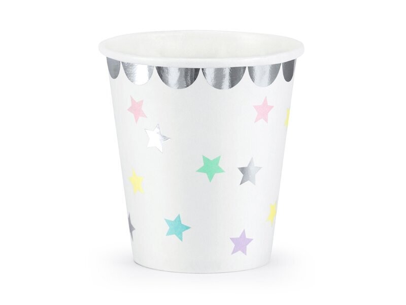 GOBELET ETOILES ET LISERE ARGENT 180ML (x6)