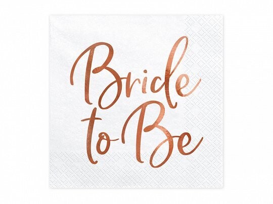 SERVIETTE BLANCHE "BRIDE TO BE" ROSE GOLD 33CM (x20)