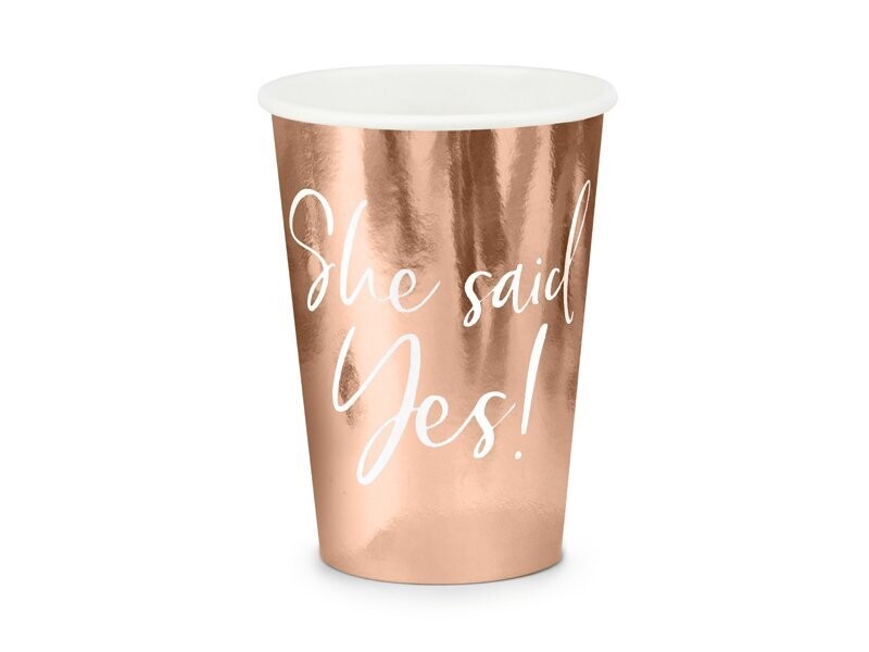 GOBELET ROSE GOLD "SHE SAID YES" BLANC 220ML (x6)