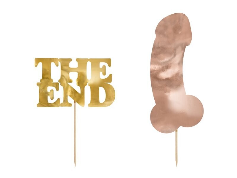 CAKE TOPPER ROSE GOLD FORME ZIZI ET "THE END" 14.5 A 20.5CM