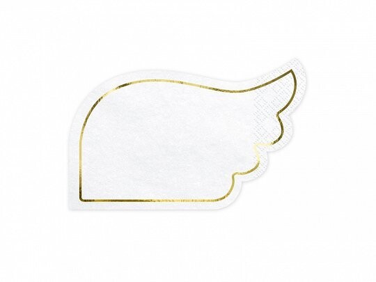 SERVIETTE FORME AILE BLANCHE LISERE OR 16x10CM (x20)