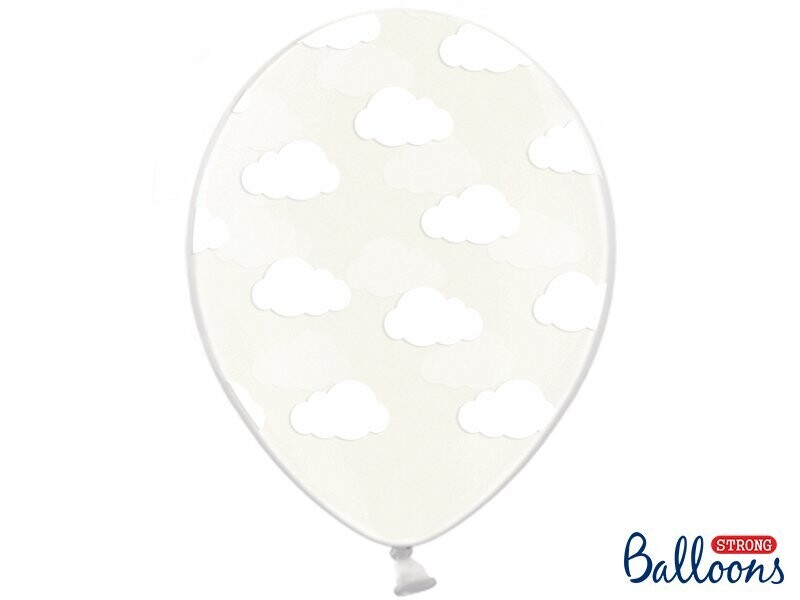 BALLON TRANSPARENT NUAGES BLANCS 30CM (x6)