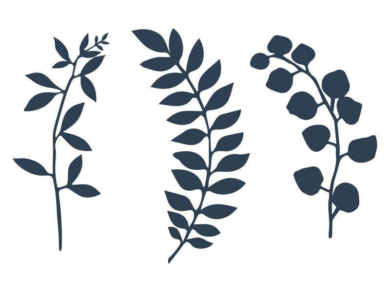 BRANCHE FEUILLE CARTON 3 MODELES ASSORTIS BLEU MARINE (x9)