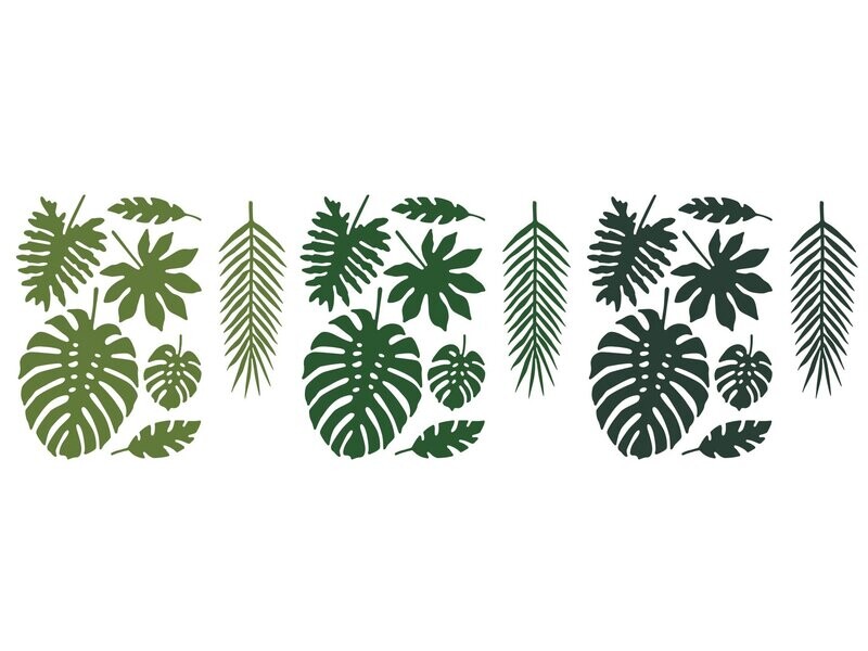 FEUILLE TROPICALE 3 NUANCES DE VERT (x21)