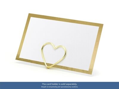 CARTON MARQUE PLACE BLANC LISERE OR 9.5X5.5CM (x10)