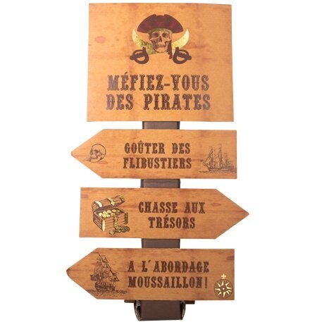 PANNEAU 4 FLECHES DIRECTIONELLES PIRATE KRAFT ET OR 75X40CM