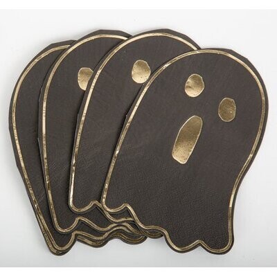 SERVIETTE FANTOME NOIR ET OR 3 PLIS 33X24CM (x16)