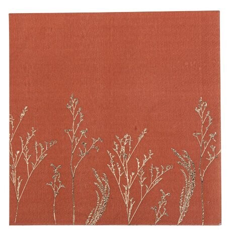 SERVIETTE BRINDILLES TERRACOTTA ET OR 3 PLIS 33X33CM (x16)