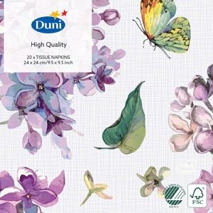 SERVIETTE COCKTAIL OUATE SWEET BUTTERFLY LILA 24CM (x20)