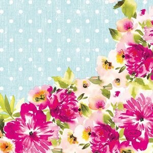 SERVIETTE COCKTAIL OUATE HAPPY FLORALE 24CM (x20)
