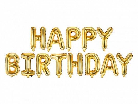 GUIRLANDE DE BALLONS "HAPPY BIRTHDAY" OR 35CMx3.40M