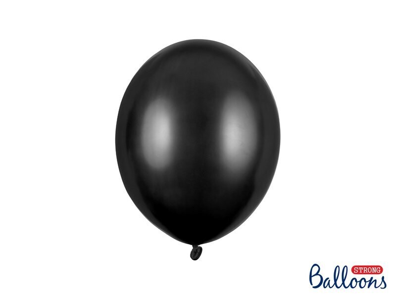 BALLON LATEX METAL NOIR 27CM (x10)