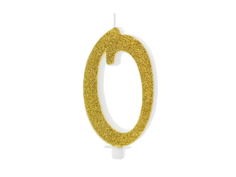 BOUGIE CALLIGRAPHIE PAILLETTES OR INTENSE "0" 10CM