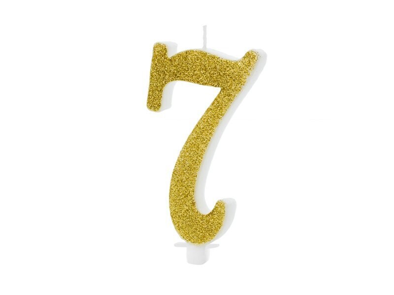 BOUGIE CALLIGRAPHIE PAILLETTES OR INTENSE "7" 10CM