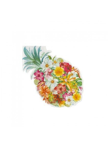 SERVIETTE BLANCHE ANANAS FLEURI 33x33CM (x16)