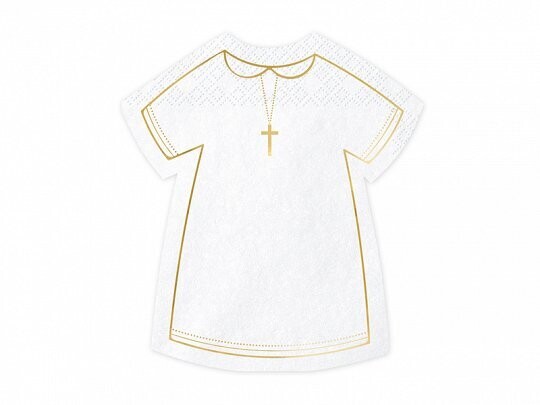 SERVIETTE CEREMONIE BLANC ET OR 14x16CM (x20)