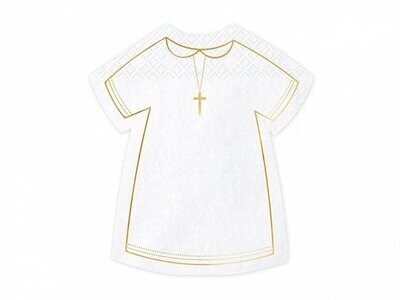 SERVIETTE CEREMONIE BLANC ET OR 14x16CM (x20)