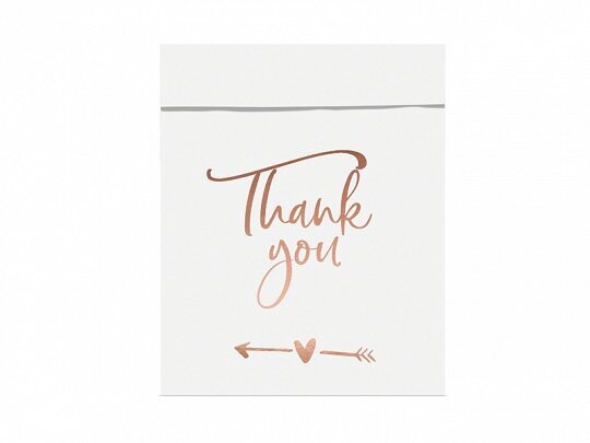 SAC A GOODIES BLANC "THANK YOU" ROSE GOLD 13x16.5CM (x6)
