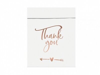 SAC A GOODIES BLANC "THANK YOU" ROSE GOLD 13x16.5CM (x6)