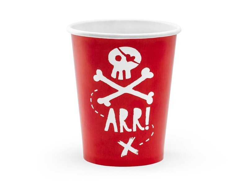GOBELET PIRATE ROUGE 220ML (x6)