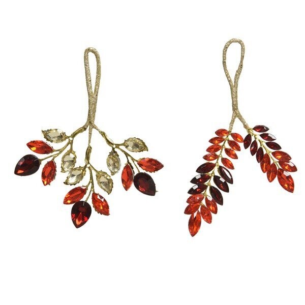 SUSPENSION FEUILLAGE ROUGE ET CHOCOLAT 12x15CM 2 MODELES ASSORTIS