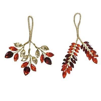 SUSPENSION FEUILLAGE ROUGE ET CHOCOLAT 12x15CM 2 MODELES ASSORTIS