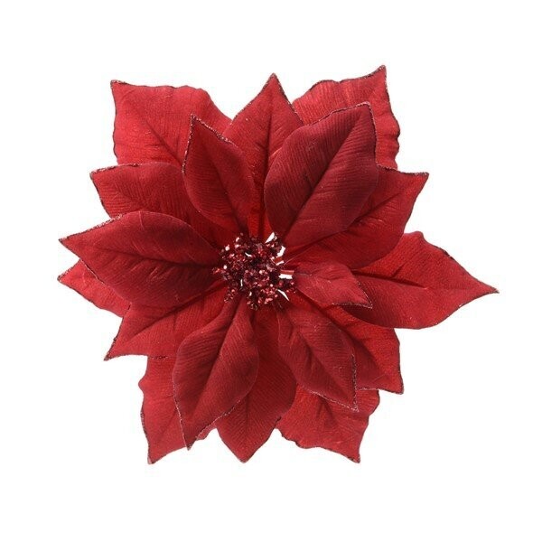 POINSETTIA ROUGE SUR CLIP 24CM