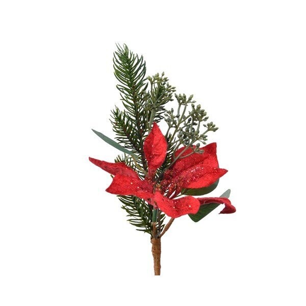 PIC SAPIN ET POINSETTIA 25CM
