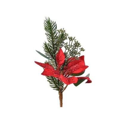 PIC SAPIN ET POINSETTIA 25CM