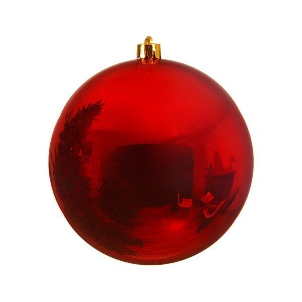 BOULE PLASTIQUE METALLISEE ROUGE 14CM