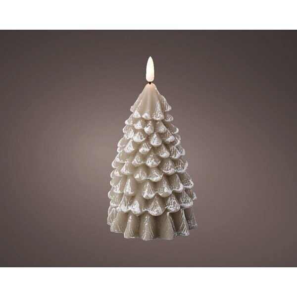 BOUGIE LED SAPIN GRIS 9.5X19CM