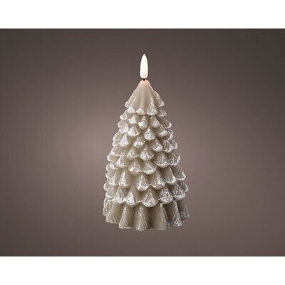 BOUGIE LED SAPIN GRIS 9.5X19CM