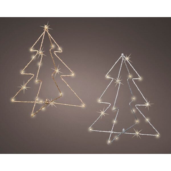 SAPIN A POSER LUMINEUX LED OR OU ARGENT 28CM