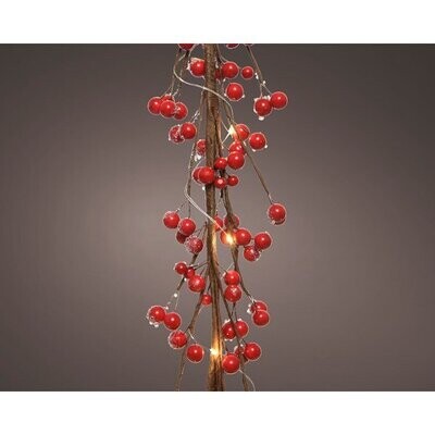 GUIRLANDE DE BAIES ROUGES LUMINEUSE LED 1.20M