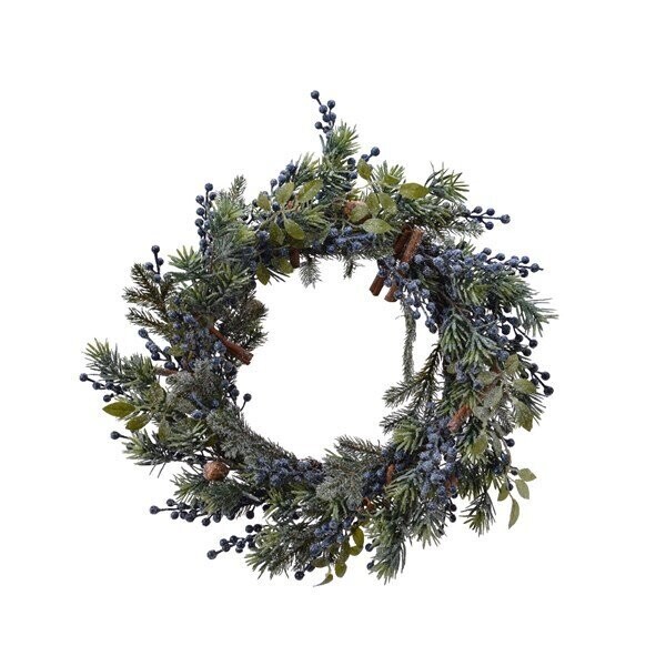 COURONNE DE SAPIN ET MYRTILLES GIVREE 60CM