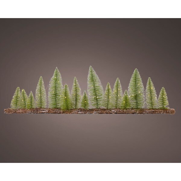 CENTRE DE TABLE SAPINS SUR BUCHE LUMINEUX LED 30CMx1M