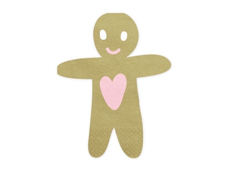 SERVIETTE FORME BONHOMME PAIN D'EPICES 16x13CM (x20)
