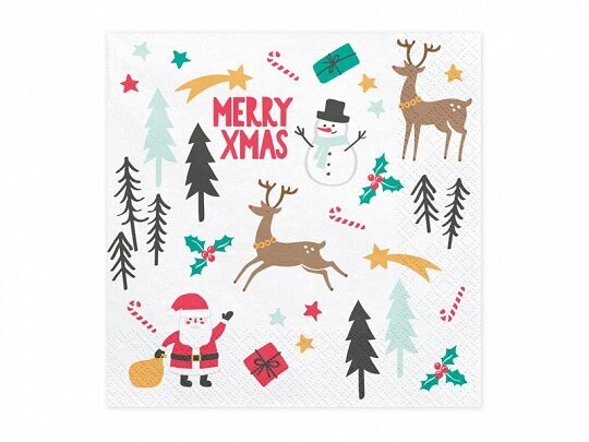 SERVIETTE "MERRY XMAS" 33CM (x20)