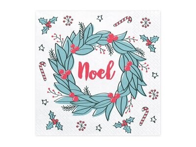 SERVIETTE COURONNE NOEL 33CM (x20)
