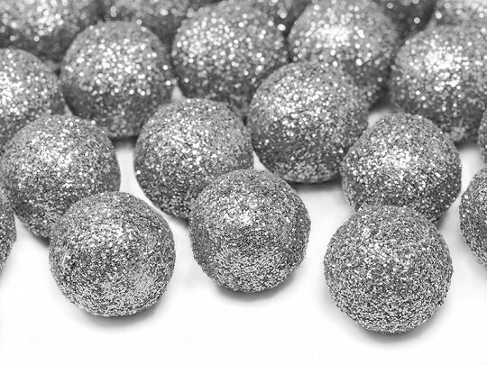BOULE PAILLETTES ARGENT 2CM (x25)