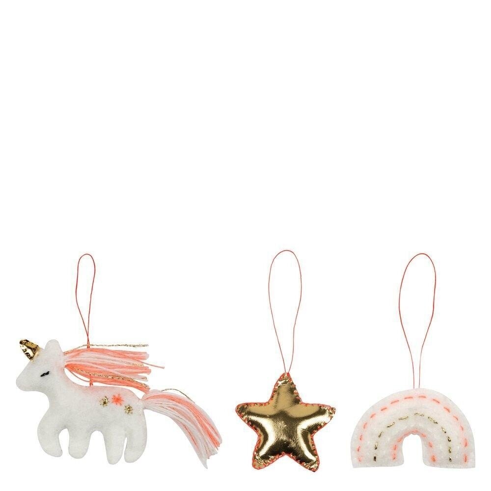 SUSPENSION LICORNE, ETOILE ET ARC EN CIEL 10X12CM (x3)