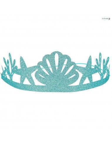 COURONNE SIRENE PAILLETTES BLEUES (x8)