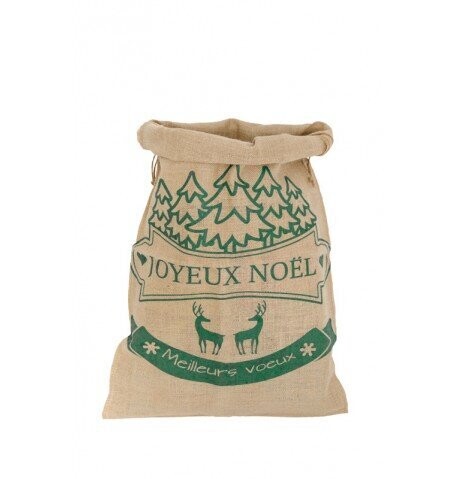 HOTTE JUTE JOYEUX NOEL VERT 60X80CM