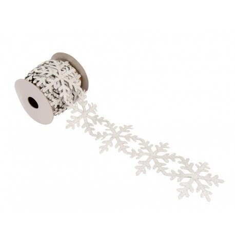 RUBAN FLOCONS PAILLETTES ARGENT ADHESIF 3Mx6CM