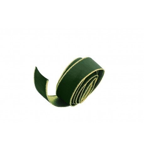RUBAN VELOURS VERT FONCE BORDURE METAL OR 40MMx10M