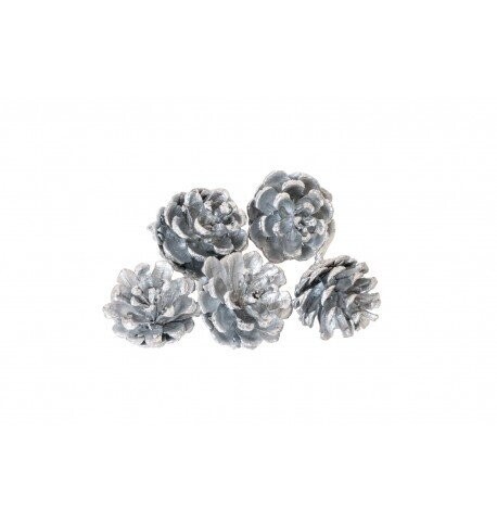 POMMES DE PIN ARGENT VIF MAT ENV 4X3CM (x12)