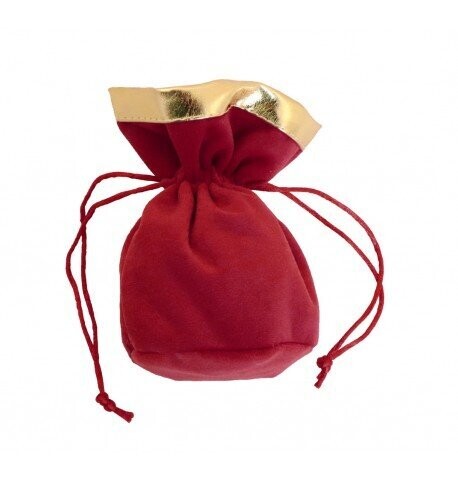 BOURSE VELOURS BORDEAUX BORDURE OR 6x6x12CM (x3)