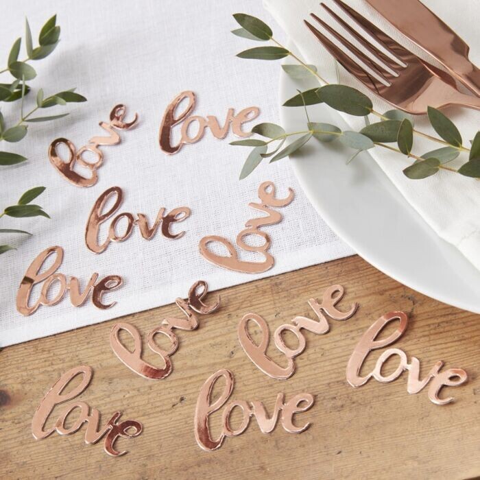 CONFETTIS "LOVE" ROSE GOLD 4x5CM
