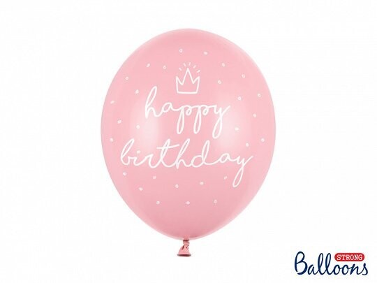 BALLON LATEX ROSE "HAPPY BIRTHDAY" BLANC 30CM (6)